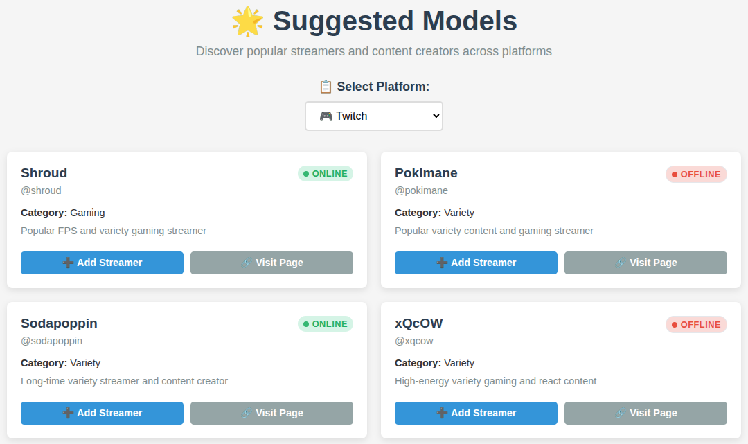 StreamVault Interface